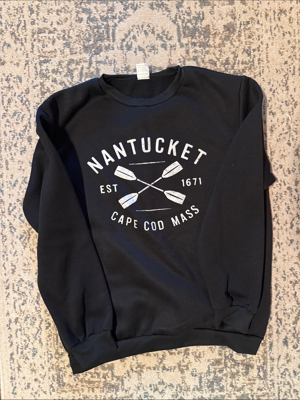 Black Graphic Crewneck Sweatshirt